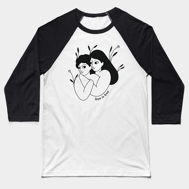 Love Is Love Baseball T-Shirt by Nicole Marra